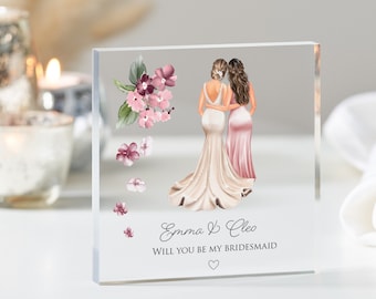 Personalized Acrylic Bridesmaid Proposal Plaque | Maid of Honor Gift