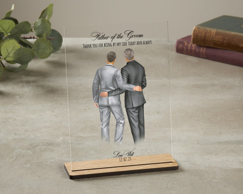 Regalo del padre del novio / Regalo de papá e hijo / Padres del novio / Papá el día de la boda / Placa acrílica de boda / Regalo de padre e hijo imagen 3