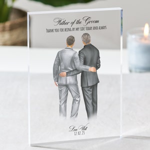 Regalo del padre del novio / Regalo de papá e hijo / Padres del novio / Papá el día de la boda / Placa acrílica de boda / Regalo de padre e hijo imagen 1