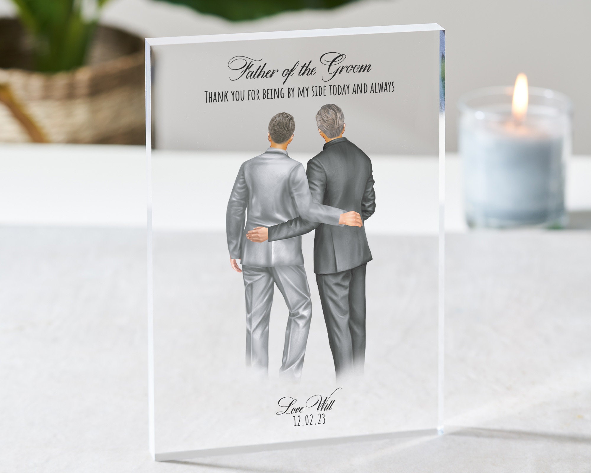 Father Of The Groom Gift | Dad & Son Parents On Wedding Day Acrylic Plaque