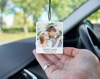 Personalised Photo Car Ornament, Car Photo Tag, Hanging Car Photo Gift, Gift for Husband, Wife, Anniversary, Valentines, Christmas Gift