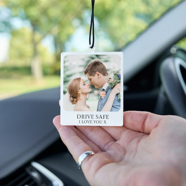 Personalisierte Foto Auto Ornament, Auto Foto Anhänger, hängende Auto Foto Geschenk, Geschenk für Mann, Frau, Jahrestag, Valentinstag, Weihnachtsgeschenk