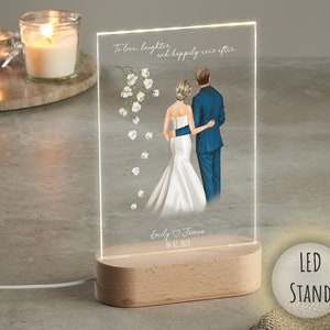LED Happily Ever After Bride and Groom Plaque| Husband and Wife Gift | Wedding Gift | Anniversary Gift | Wedding Acrylic Plaque | Mr & Mrs