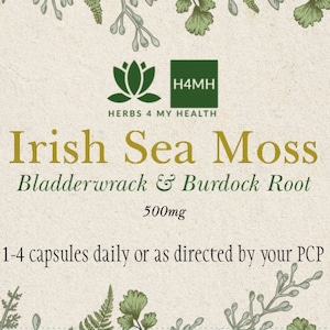 Irish Seamoss - Bladderwrack - Burdock Root - All Natural - Dietary Supplement - Gluten Free - Vegan - Super-Food - 500mg - Dr Sebi Inspired