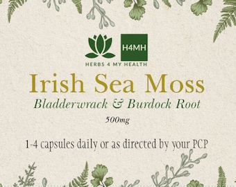 Irish Seamoss - Bladderwrack - Burdock Root - All Natural - Dietary Supplement - Gluten Free - Vegan - Super-Food - 500mg - Dr Sebi Inspired