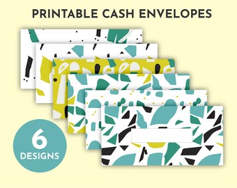 Green & Blue Printable Cash Envelopes with Transaction Tracker - Horizontal, Budget Envelopes, Budgeting Envelope System, Set of 6, PDF