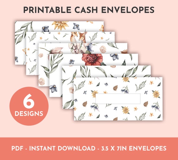 Forest Flowers Printable Cash Envelopes with Transaction | Etsy