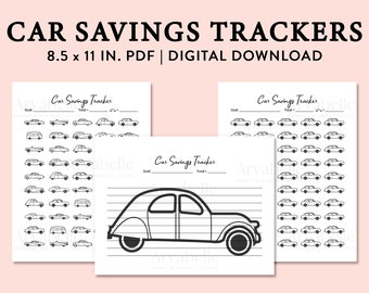 Printable Car Savings Tracker Pack of 3 - Bundle, Digital Download, PDF