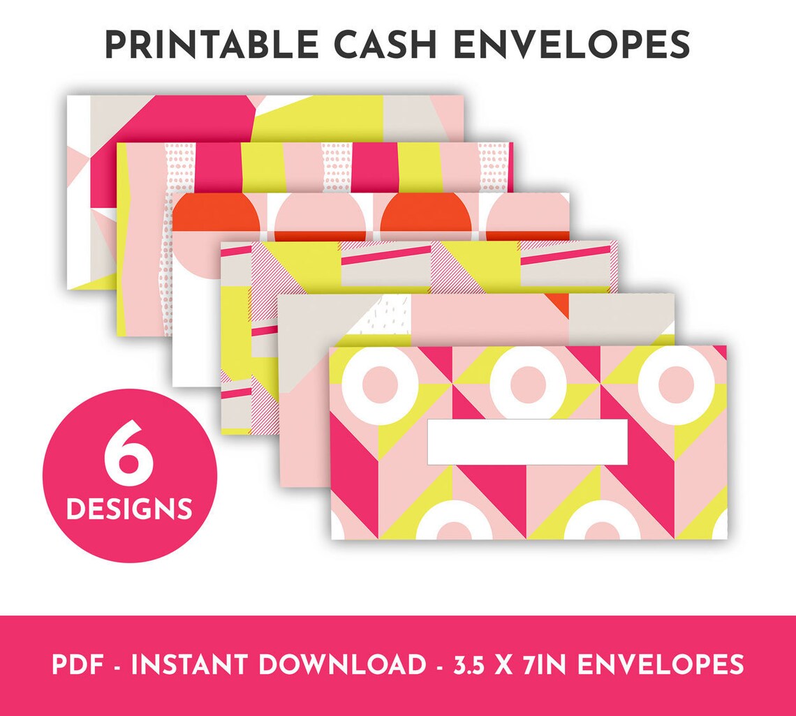 Color Block Printable Cash Envelopes With Transaction Tracker ...