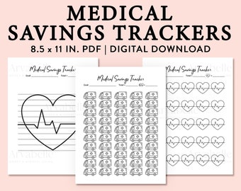 Printable Medical Emergency Fund Savings Tracker Pack of 3 - Bundle, Digital Download, PDF