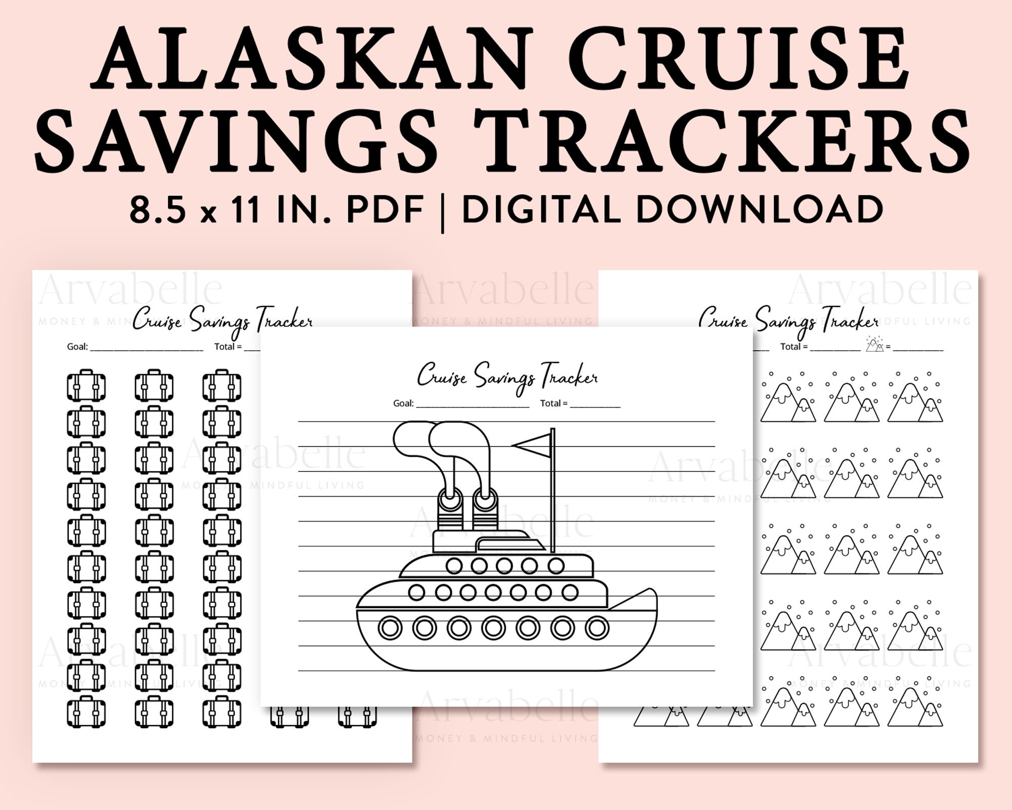 Printable Alaskan Cruise Savings Tracker Pack of 3 Bundle - Etsy