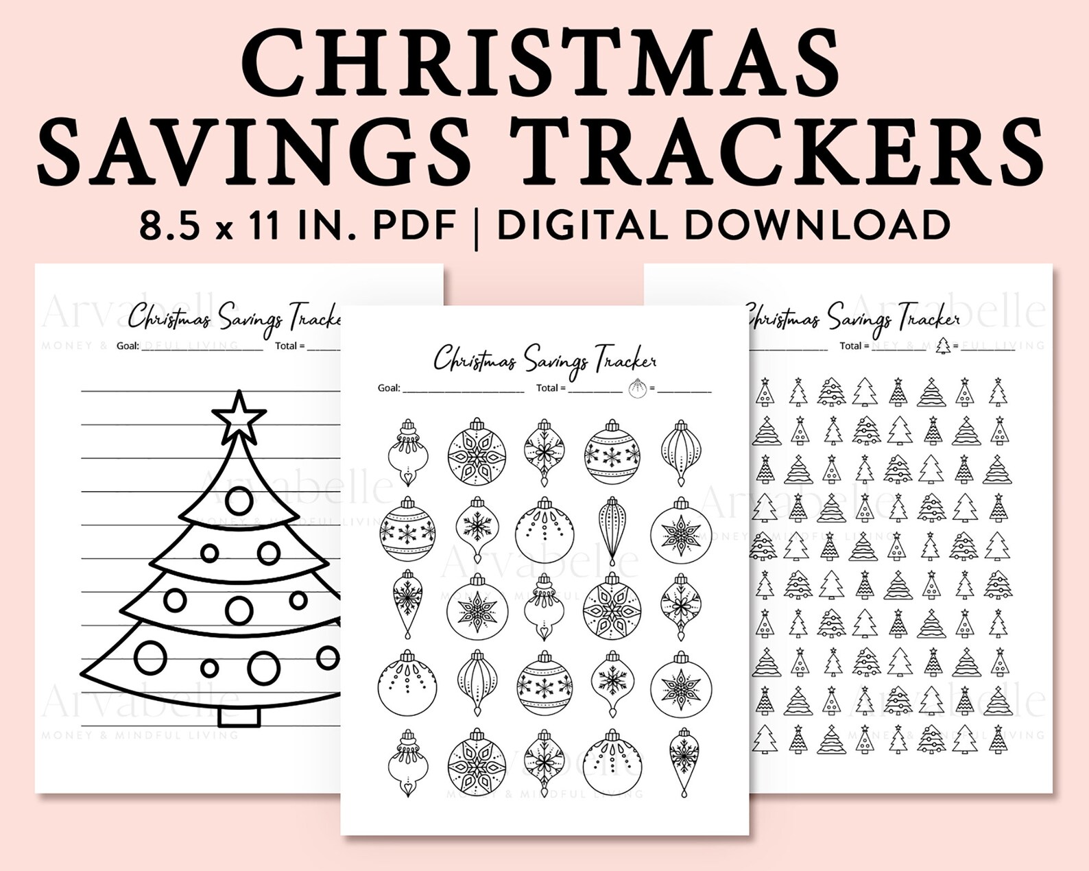 Printable Christmas Savings Tracker Pack of 3 Bundle  Etsy