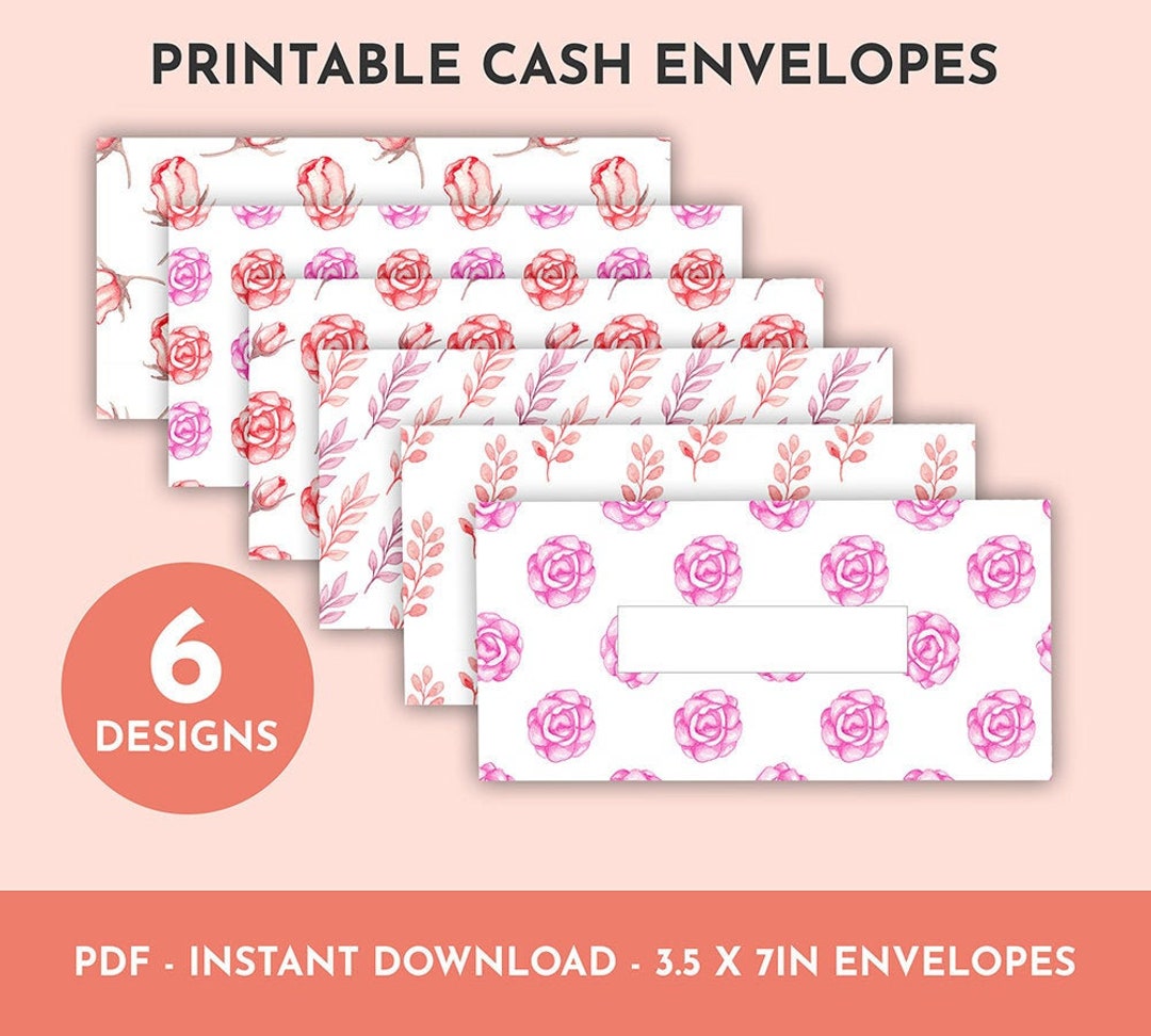Pink Floral Watercolor Printable Cash Envelopes With Transaction ...
