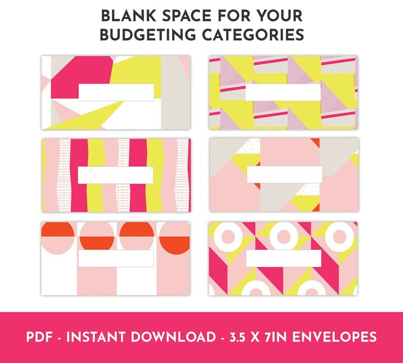 Color Block Printable Cash Envelopes With Transaction Tracker ...
