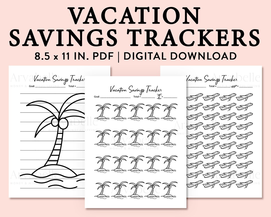 Printable Vacation Savings Tracker Pack of 3 Bundle Digital - Etsy