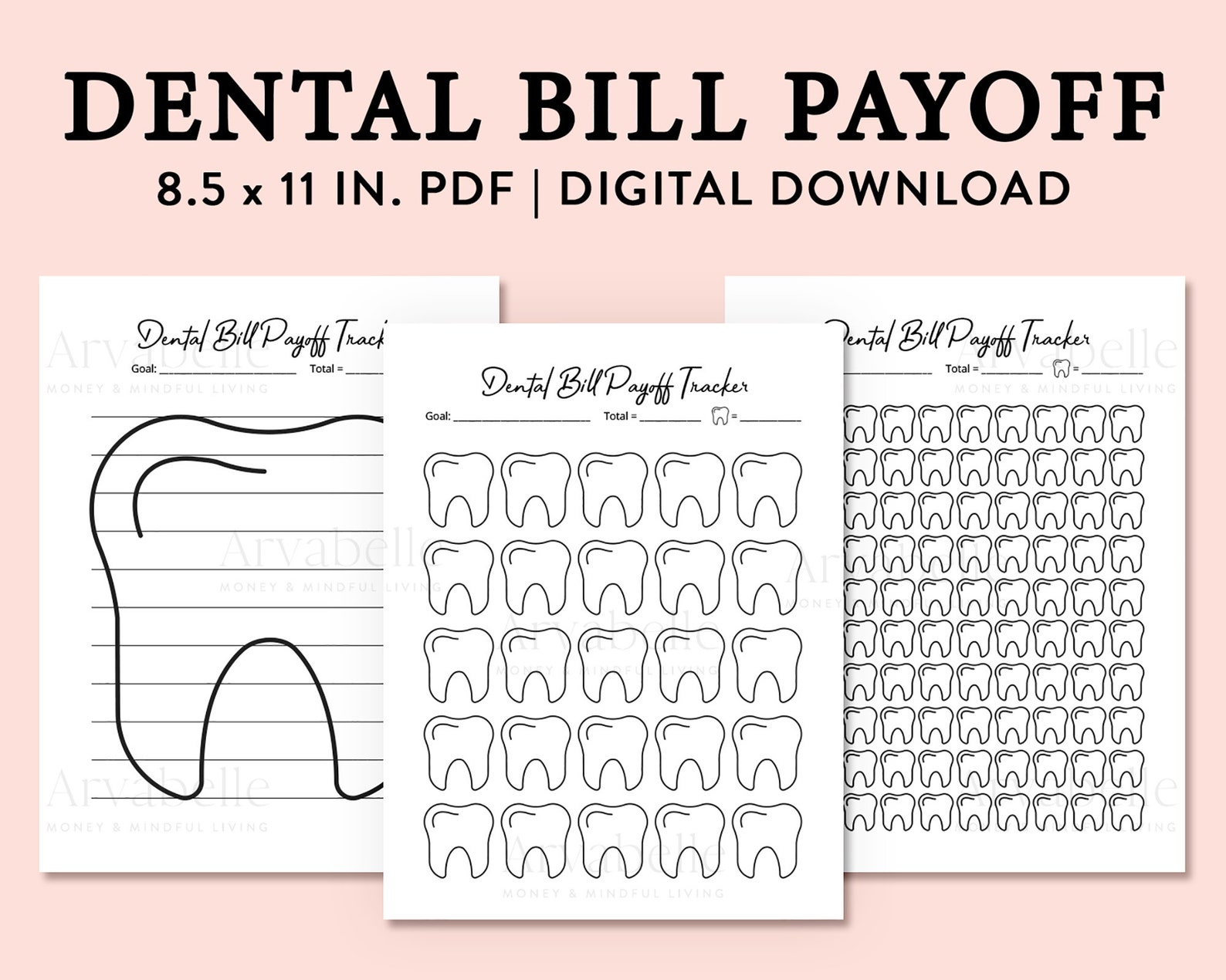 Printable Dental Bill / Braces Debt Payoff Tracker Pack of 3 Etsy