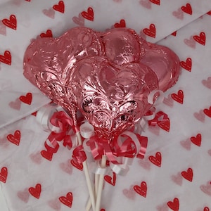 6 Milk or Dark Chocolate Valentine&#39;s Day Heart Lollipops