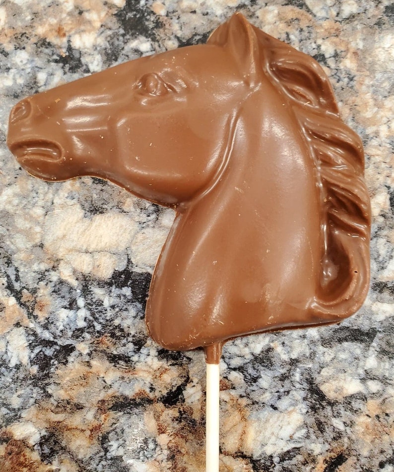 6 Milk or Dark Chocolate Horse Head Lollipop image 1