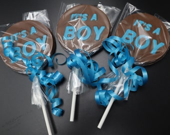 12 It's a Boy Baby Shower Lollipops Milk, Dark or White Chocolate