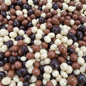 Milk, Tri-Flavored Chocolate, Cookies and Cream covered Espresso Coffee Beans Candy