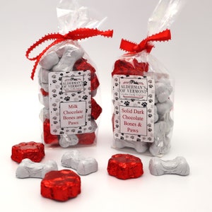 Milk or Dark Chocolate Dog Bones & Paws Candy - 1/2 Pound Bag