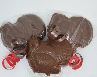 6 ct Milk or Dark Chocolate Turkey Thanksgiving Lollipops