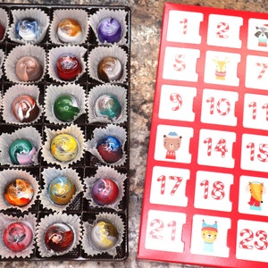 Christmas Chocolate Advent Calendar 2025 Truffle Filled Milk or Dark Chocolate