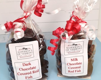 Milk or Dark Chocolate Covered Red Gummi Fish