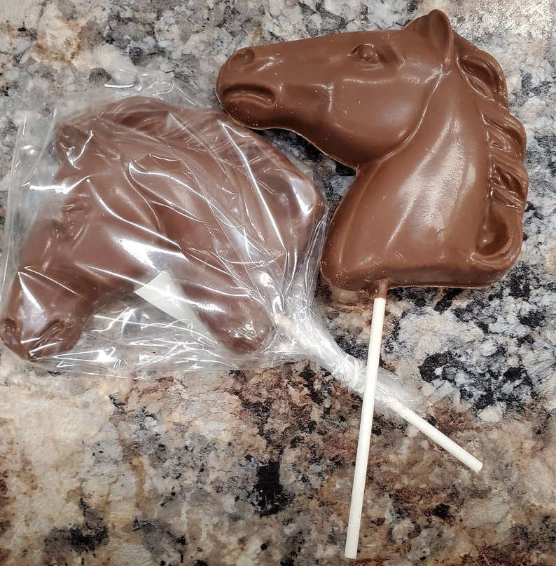 6 Milk or Dark Chocolate Horse Head Lollipop image 2