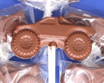 Milk, Dark or White Chocolate Monster Truck Lollipops Pick up Truck (6)