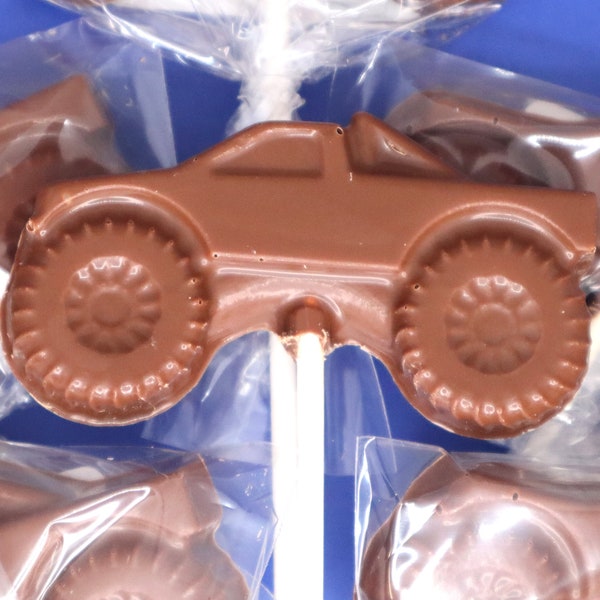 Milk, Dark or White Chocolate Monster Truck Lollipops Pick up Truck (6)