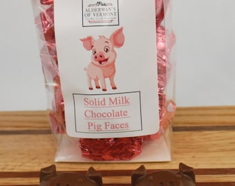 Solid Chocolate Pig Faces: Milk, Dark, or White Chocolate - 1 Pound