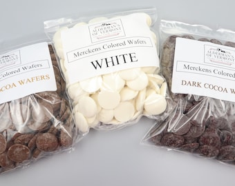 Merckens Dark or White Chocolate Coating Wafers 1 LB