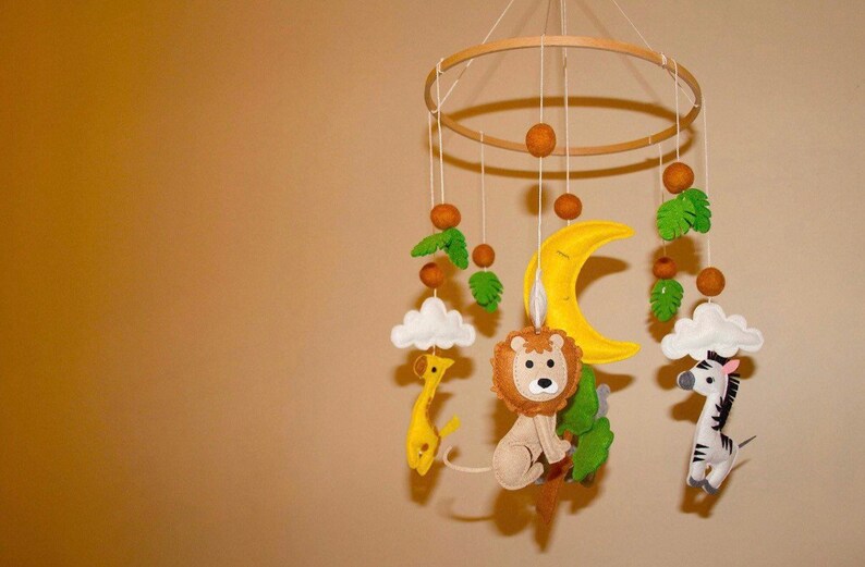Handmade Safari Felt Mobile for Nursery Etsy UK