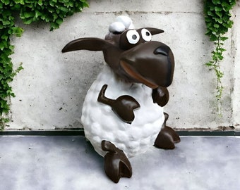 Cute Sheep Shaun statue Animal sculpture Sheep figurine Plastic sheep decor Yard ornament