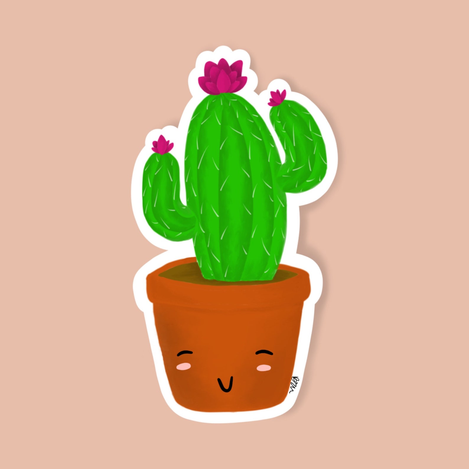 Waterproof Cactus Trio Sticker Happy Cactus Sticker Potted - Etsy UK