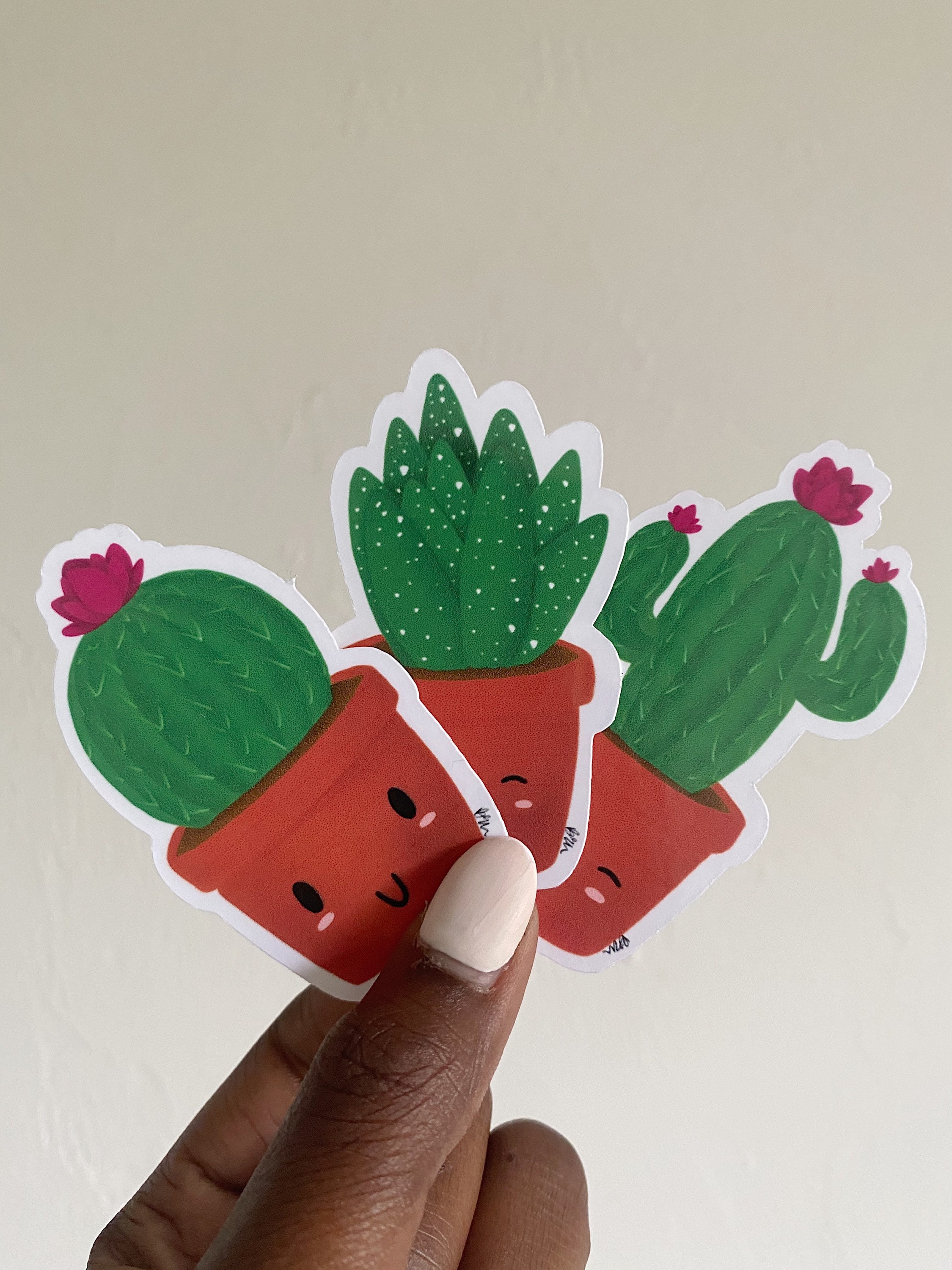Waterproof Cactus Trio Sticker Happy Cactus Sticker Potted - Etsy UK