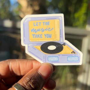 Music Record Player Sticker | Turntable Sticker for Laptops, Water Bottles, Journals | Retro Sticker for Music Lovers
