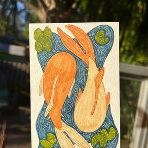 Handmade Koi Fish Postcard Print | Koi Art Print, Nature-Inspired