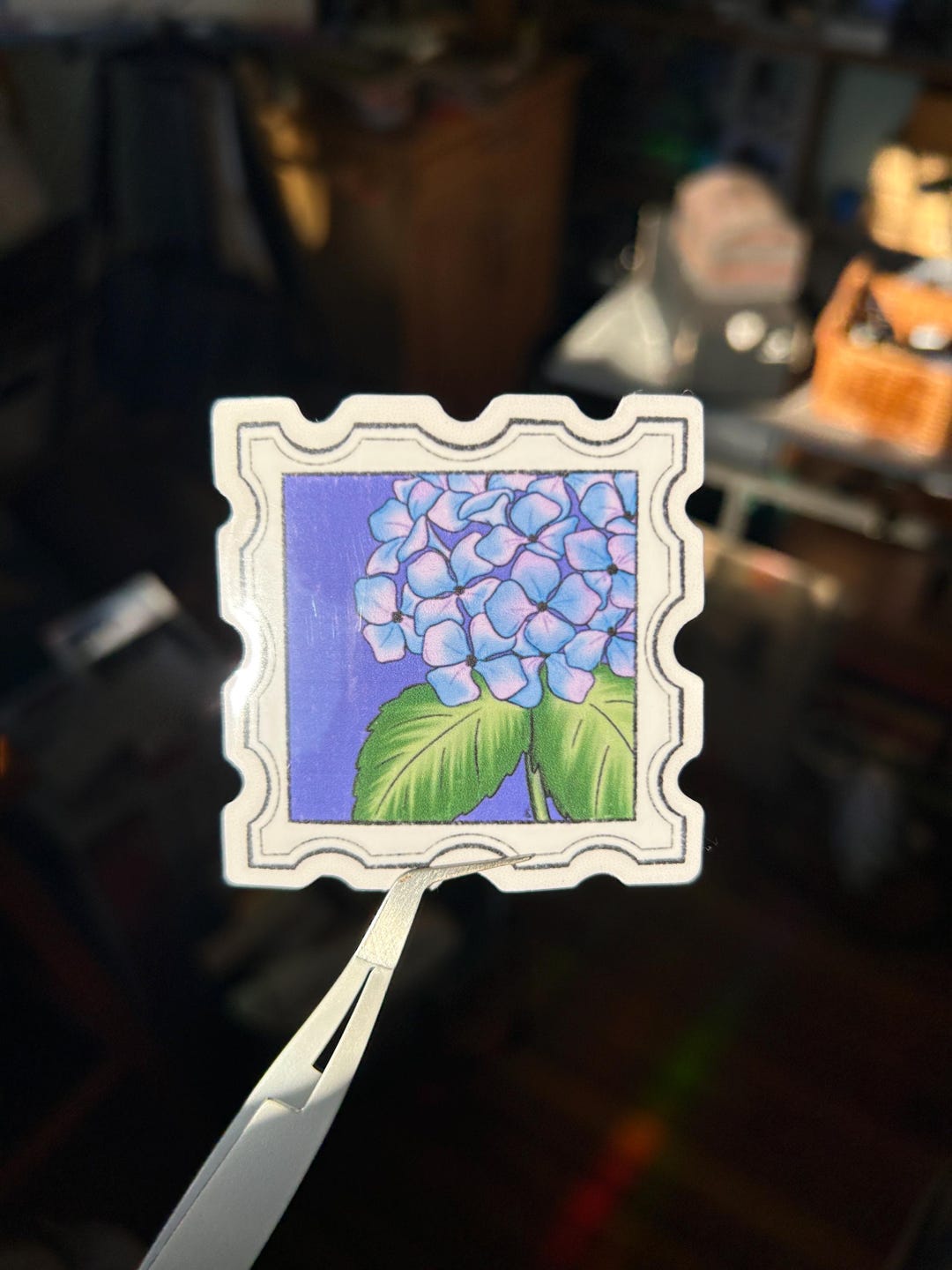 Hydrangea Stamp Sticker | Floral Botanical Sticker for Journals and ...