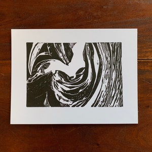 Impression Canyon Walls - linogravure, noir