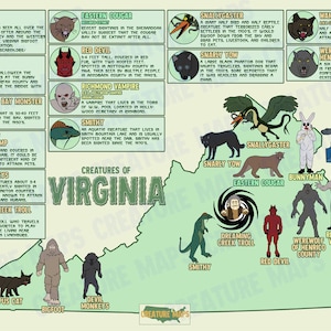 Virginia Art Print: Cryptids and Creatures of Virginia