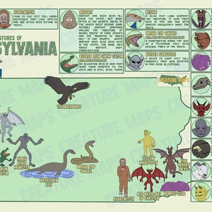 Map of Pennsylvania Cryptids