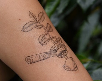 Processes Temporary Tattoo coffee Branch to Cup - Etsy Processes Temporary Tattoo coffee Branch to Cup - Etsy