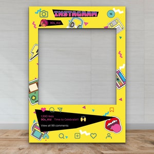 90s Retro Customisable Instagram Selfie Frame | Retro Selfie Frame | 90s Party