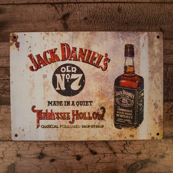 Metal Sign | Jack Daniels Whiskey | Retro Sign | Man Cave Sign | Vintage Sign | Bar Sign | Rusted Effect