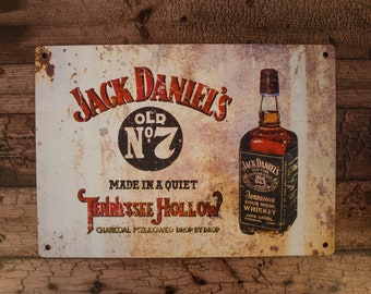 Jack Daniels Whiskey Metal Sign: Retro Rusted Effect Bar Decor