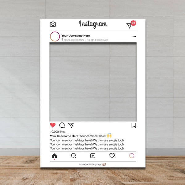 Customisable Instagram Selfie Frame | Social Media Frame | Party Frame