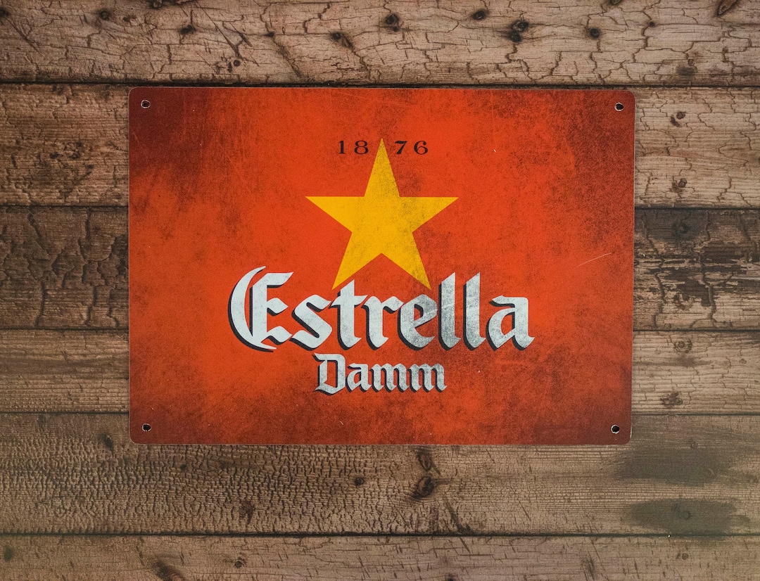 Estrella Beer Metal Sign: Retro Rusted Effect Bar Decor - Etsy