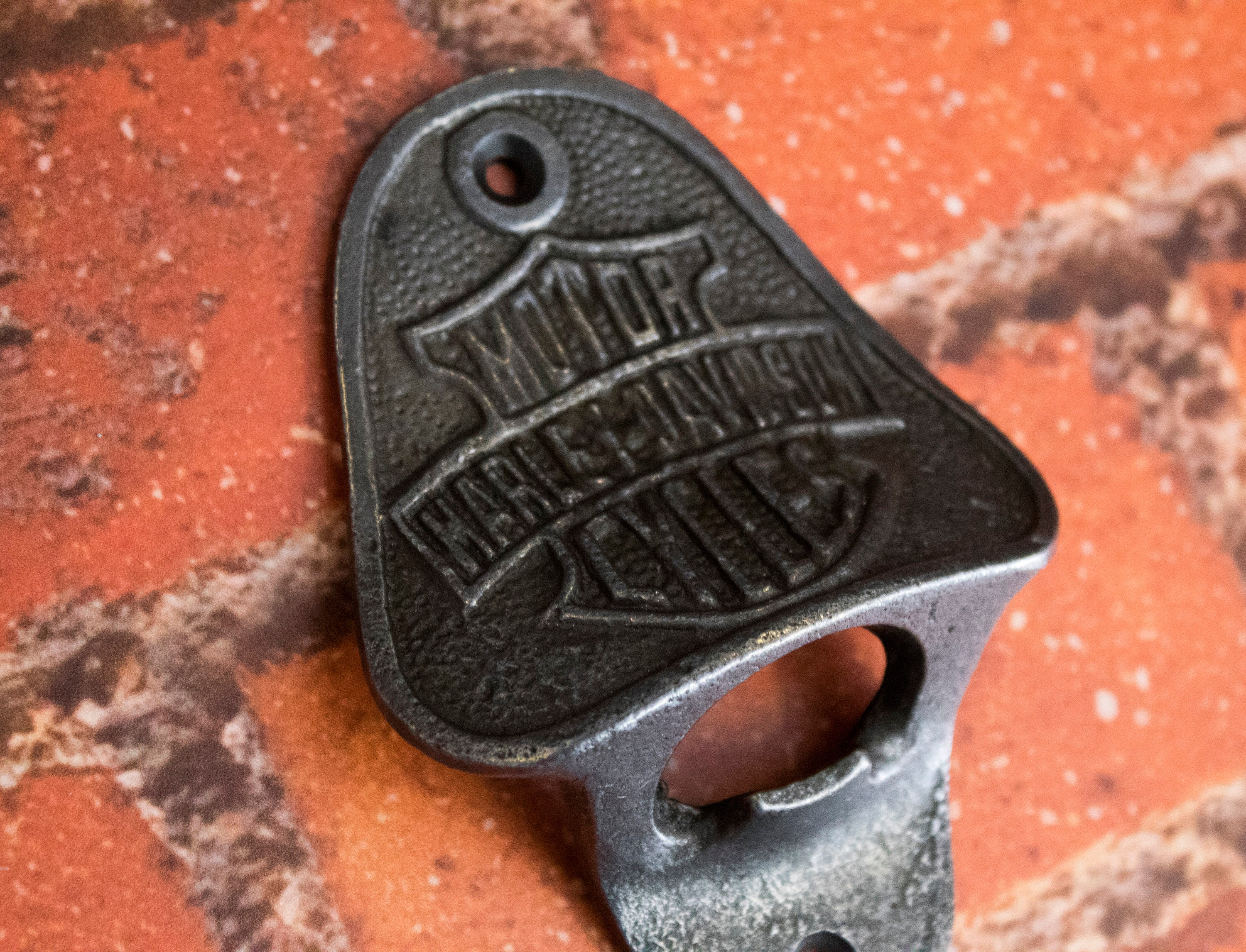 Harleydavidson Cast Iron Beer Bottle Opener Wall Mounted Etsy